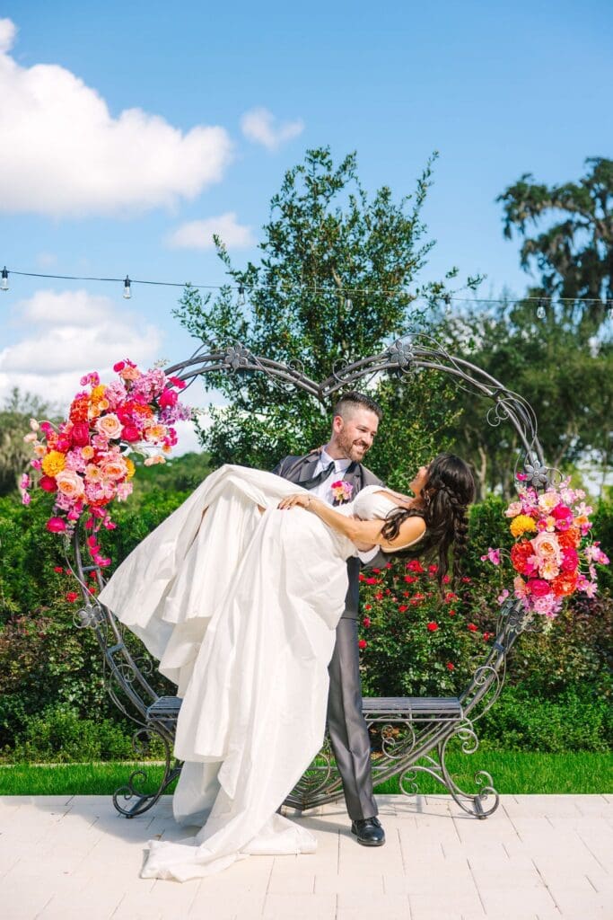 Photo of models in front of arch for a Summertime Wedding inspo