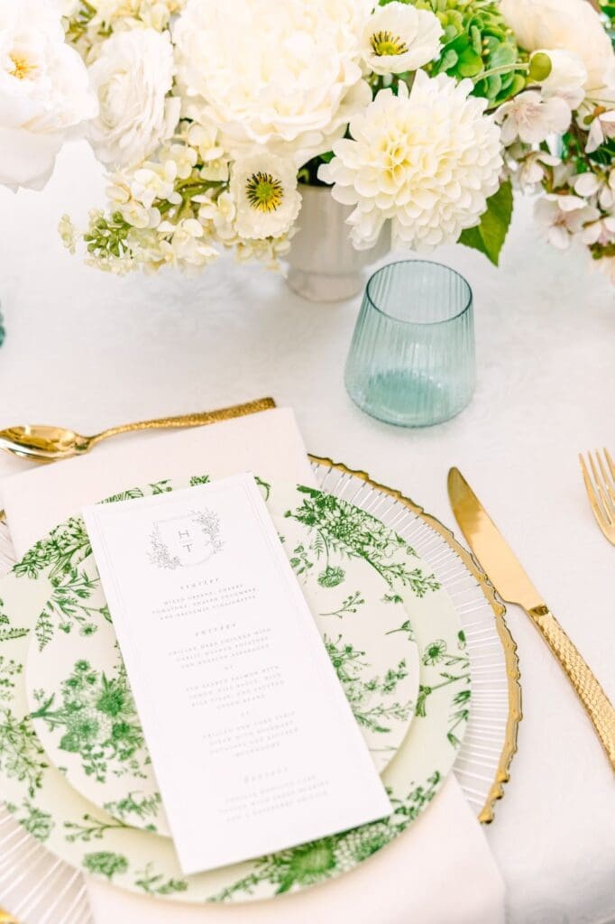 Elegant tablescape with white florals